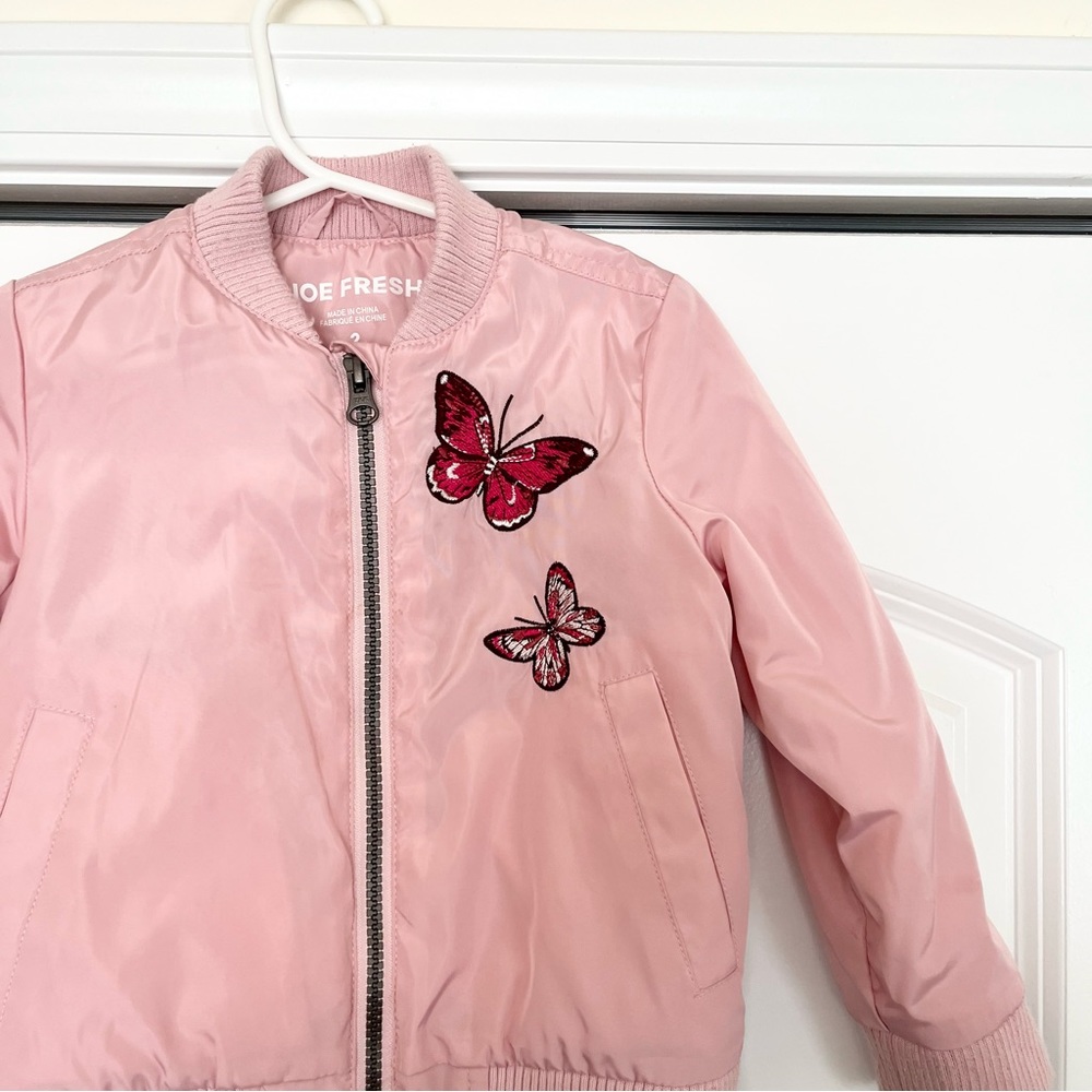 Joe Fresh Toddler Pink Butterfly Bomber Jacket